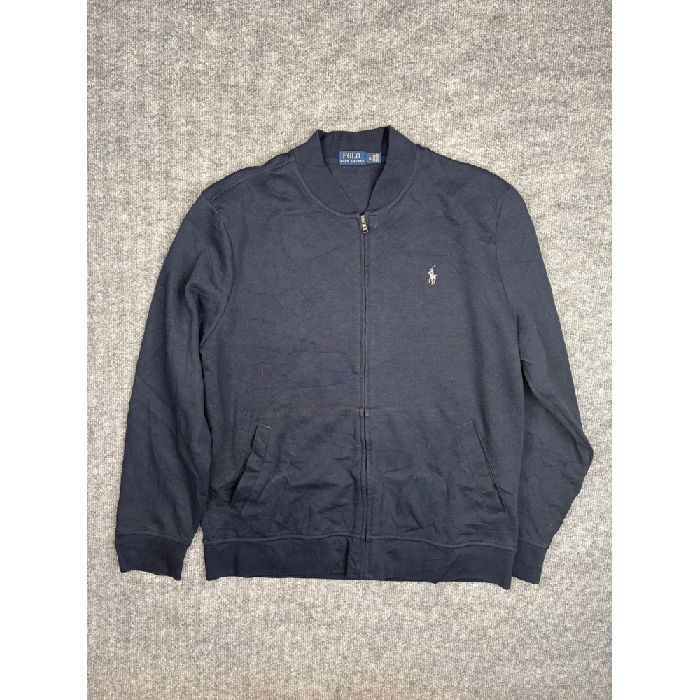 Polo Ralph Lauren Mens XL Navy Blue Full Zip Bomber Sweatshirt Pony Logo